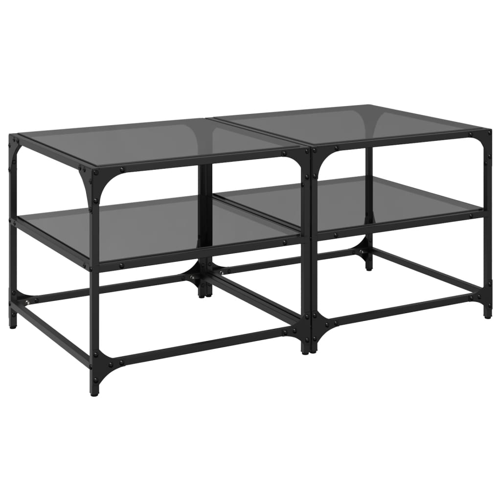 2 uds Mesas de Centro - Mesas de Café 50x50 Negro