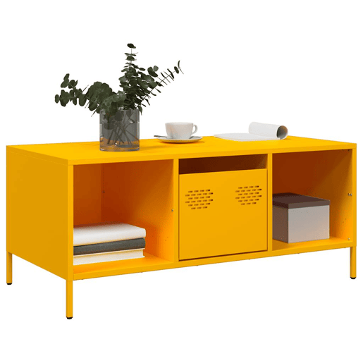 Mesa de Centro, Mesa baixa, 101,5x50x43,5 cm aço laminado frio amarelo mostarda
