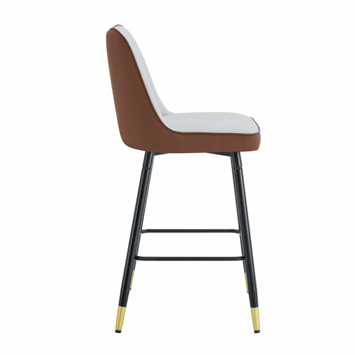 Conjunto de 2 bancos de bar de 100 cm - estofados em pele sintética com apoio para os pés e estrutura metálica - castanho e preto, cinzento claro