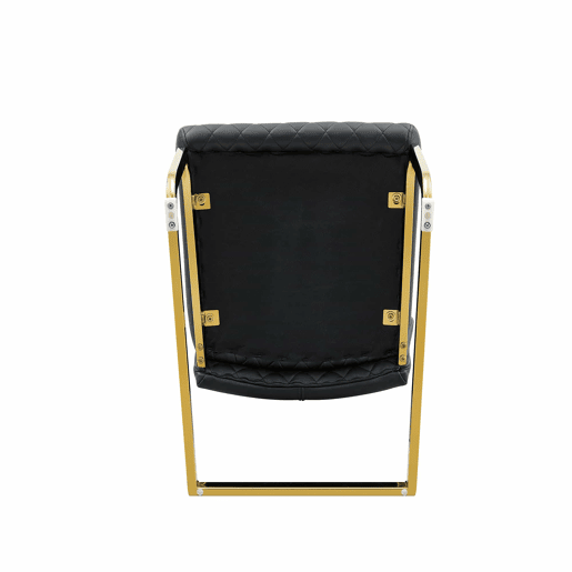 Conjunto de mesa e cadeiras de 60 cm - Mesa em MDF nogueira com pés dourados + 2 cadeiras pretas com padrão em losangos e estrutura dourada - Preto+Dourado, Nogueira