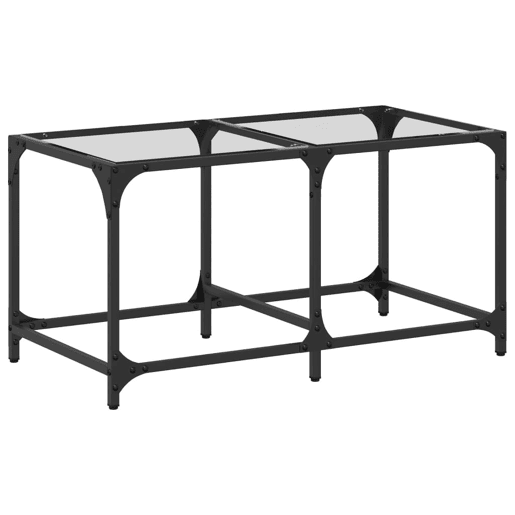 Mesa de Centro, Mesa baixa c topo em vidro transparente 78,5x40x40 cm aço