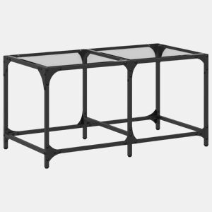 Mesa de Centro, Mesa baixa c topo em vidro transparente 78,5x40x40 cm aço
