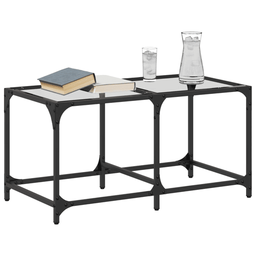 Mesa de Centro, Mesa baixa c topo em vidro transparente 78,5x40x40 cm aço