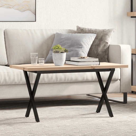 Mesa de Centro, Mesa baixa, estrutura em X 90x40x45,5 cm pinhoaço