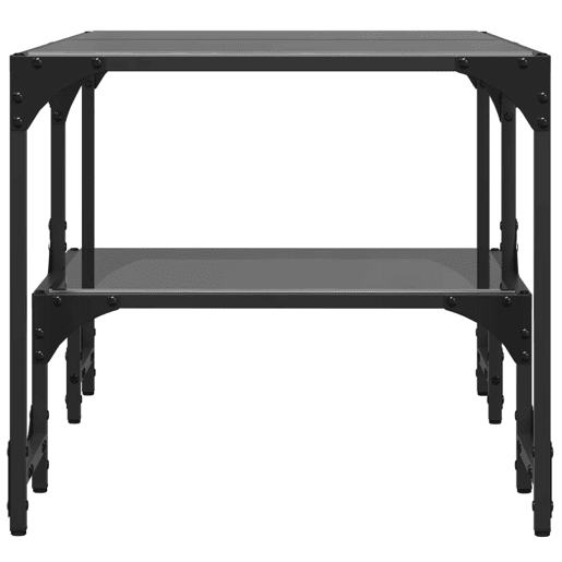 Mesa de Centro, Mesa baixa com topo em vidro preto 98,5x50x45 cm aço