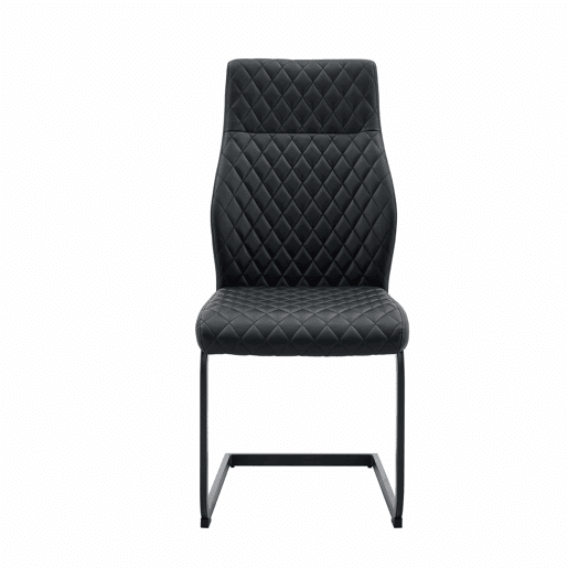 Conjunto de mesa e cadeiras de 60 cm - Mesa em MDF com pés pretos + 2 cadeiras de jantar com encosto em losango e estrutura metálica - Preto, Nogueira