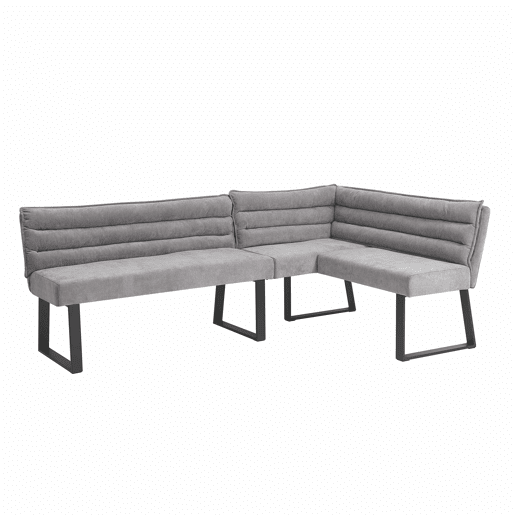 Conjunto de sala de jantar com banco de canto e mesa - com banco de canto, 2 cadeiras e mesa de jantar, adequado para cozinha e sala de jantar, estofado em chenille - cinzento e carvalho