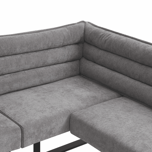 Conjunto de sala de jantar com banco de canto e mesa - com banco de canto, 2 cadeiras e mesa de jantar, adequado para cozinha e sala de jantar, estofado em chenille - cinzento e carvalho