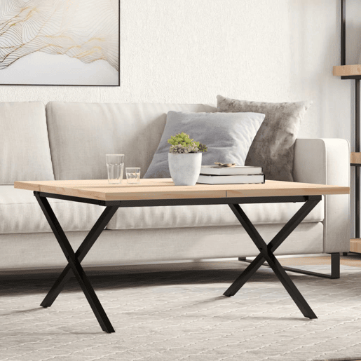 Mesa de Centro, Mesa baixa, estrutura em X 90x90x45,5 cm pinhoaço