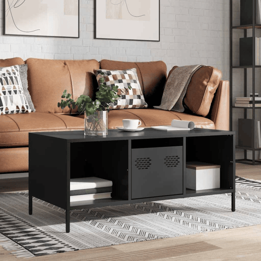 Mesa de Centro, Mesa baixa, 101,5x50x43,5 cm aço laminado a frio preto