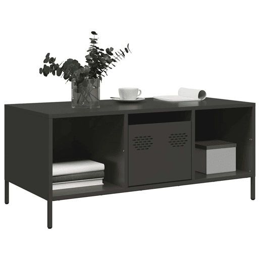 Mesa de Centro, Mesa baixa, 101,5x50x43,5 cm aço laminado a frio preto