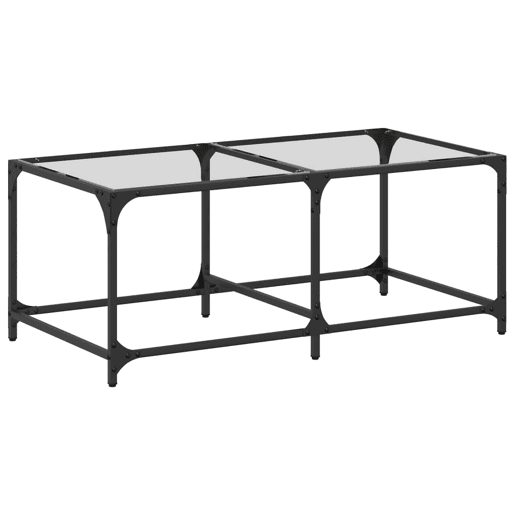 Mesa de Centro, Mesa baixa c topo em vidro transparente 98,5x50x40 cm aço Mesa de Centro, Mesa baixa c topo em vidro transparente 98,5x50x40 cm aço