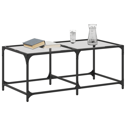 Mesa de Centro, Mesa baixa c topo em vidro transparente 98,5x50x40 cm aço Mesa de Centro, Mesa baixa c topo em vidro transparente 98,5x50x40 cm aço