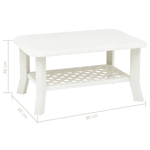 Mesa de Centro, Mesa baixa, 90x60x46 cm plástico branco Mesa de Centro, Mesa baixa, 90x60x46 cm plástico branco
