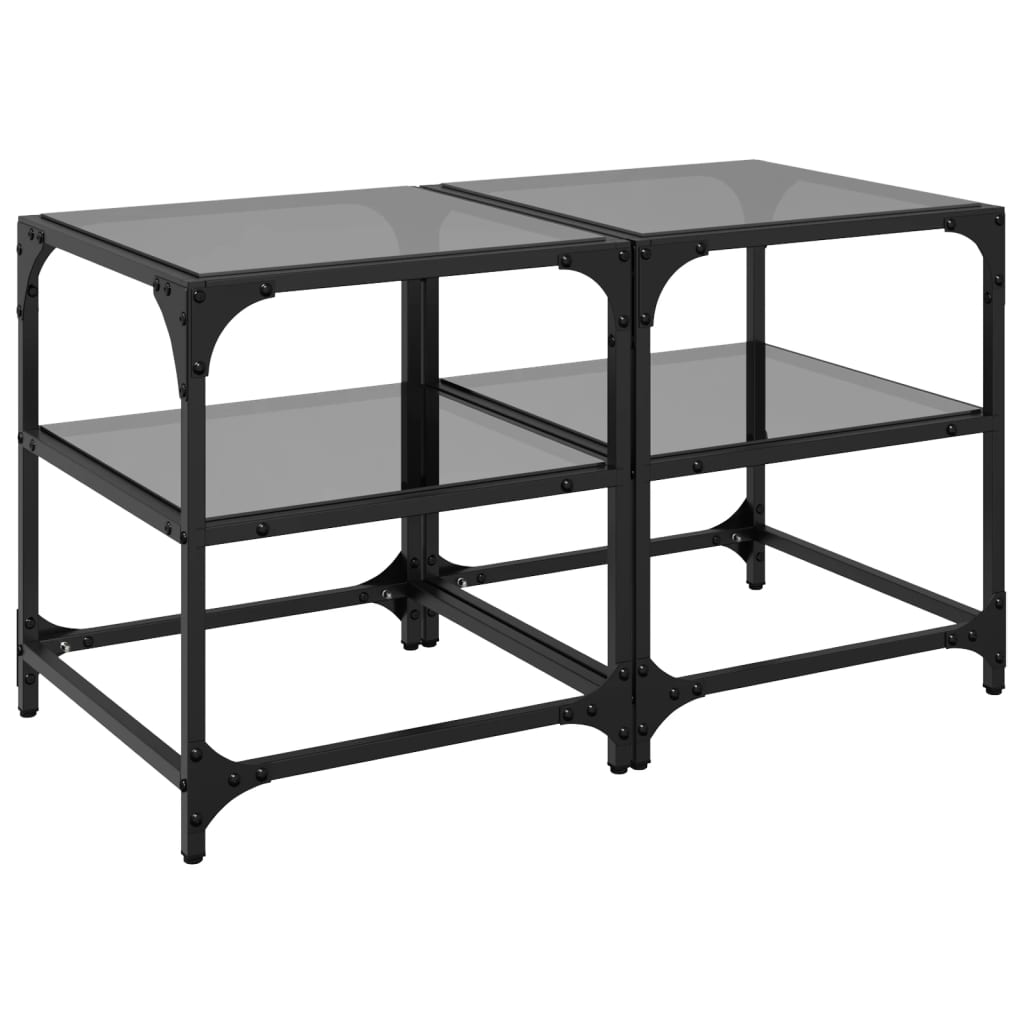 2 uds Mesas de Centro - Mesas de Café 40x40 Negro