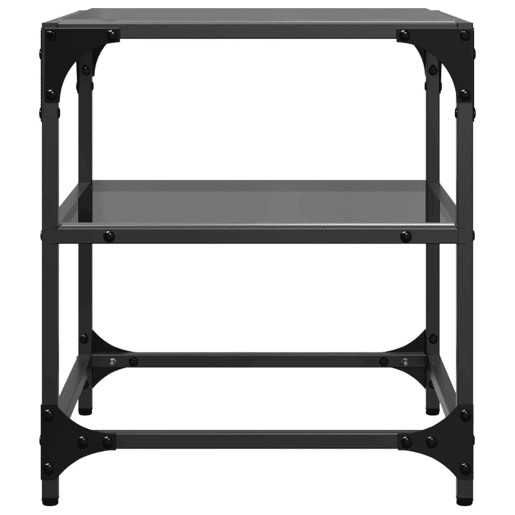 2pcs Mesas de centro, Mesas baixas c topo em vidro preto 40x40x45 cm aço