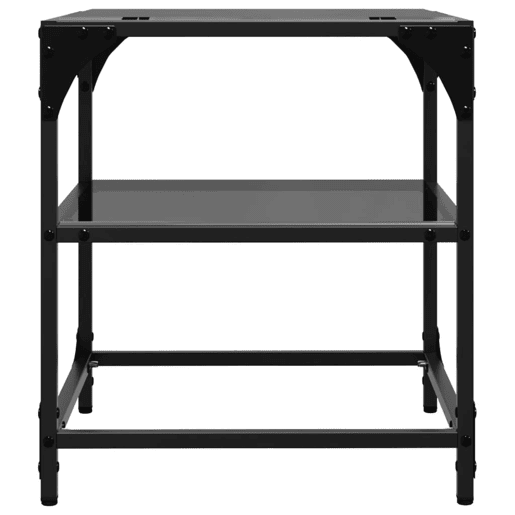 2pcs Mesas de centro, Mesas baixas c topo em vidro preto 40x40x45 cm aço