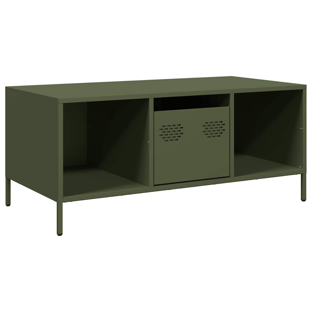 mesa de cafe - mesa de centro acero laminado frio verde oliva 1015x50x435 cm