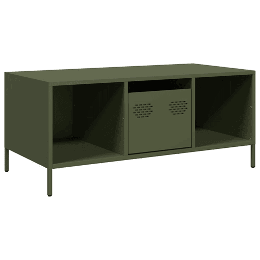 Mesa de Centro, Mesa baixa, 101,5x50x43,5 cm aço laminado a frio verde-azeitona