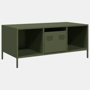 Mesa de Centro, Mesa baixa, 101,5x50x43,5 cm aço laminado a frio verde-azeitona
