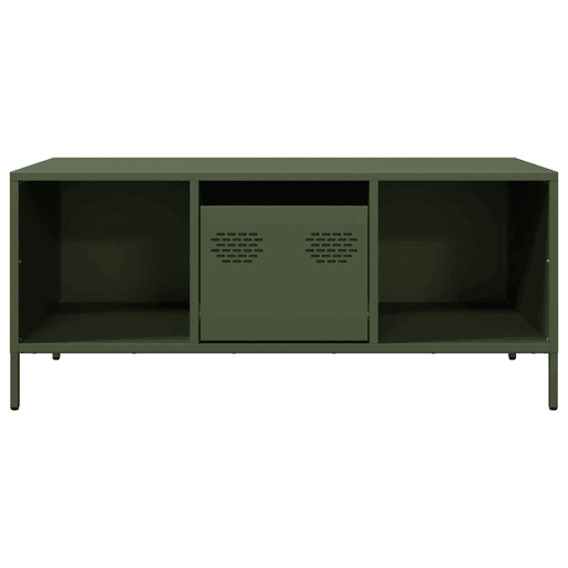 Mesa de Centro, Mesa baixa, 101,5x50x43,5 cm aço laminado a frio verde-azeitona