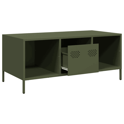 Mesa de Centro, Mesa baixa, 101,5x50x43,5 cm aço laminado a frio verde-azeitona