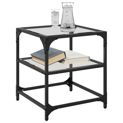 Mesa de Centro, Mesa baixa c topo em vidro transparente 40x40x45 cm aço Mesa de Centro, Mesa baixa c topo em vidro transparente 40x40x45 cm aço