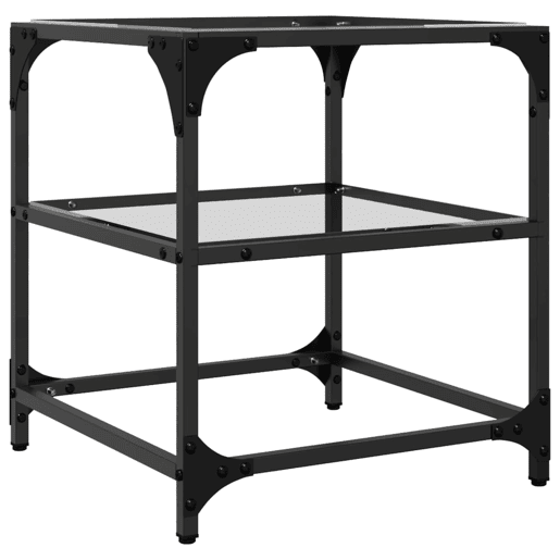 Mesa de Centro, Mesa baixa c topo em vidro transparente 40x40x45 cm aço Mesa de Centro, Mesa baixa c topo em vidro transparente 40x40x45 cm aço