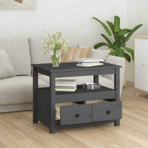 Mesa de Centro, Mesa baixa, 71x49x55 cm pinho maciço cinza Mesa de Centro, Mesa baixa, 71x49x55 cm pinho maciço cinza