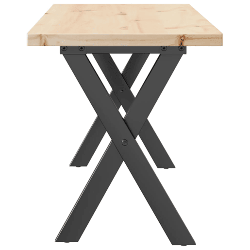Mesa de Centro, Mesa baixa, estrutura em X 110x40x45,5cm pinhoaço
