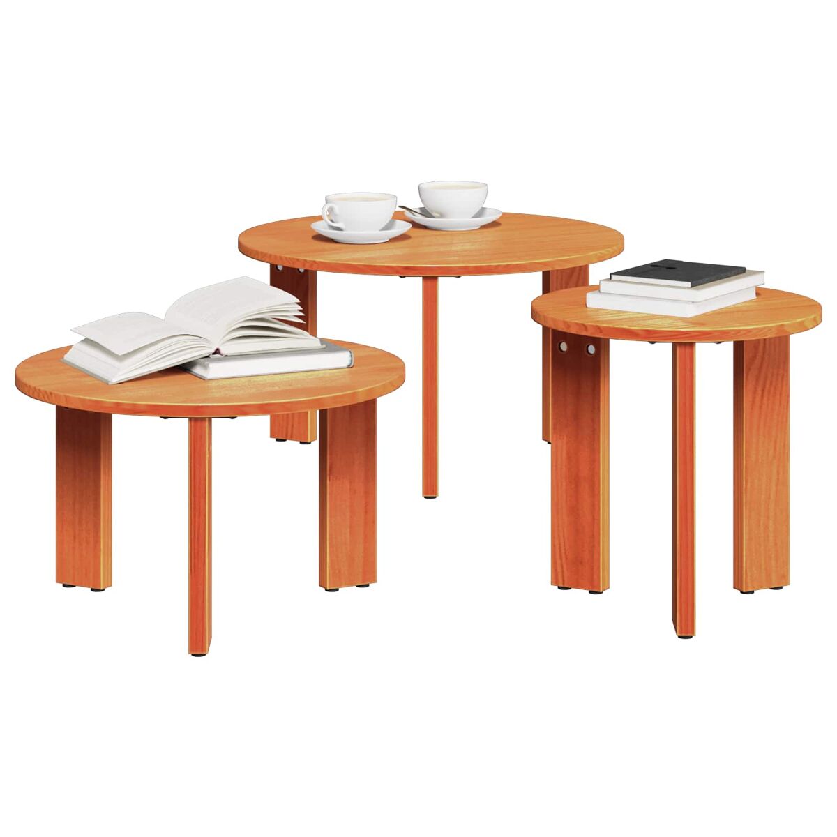 3 pzs Mesas de Café - Mesas de Centro 47x47 Marrón