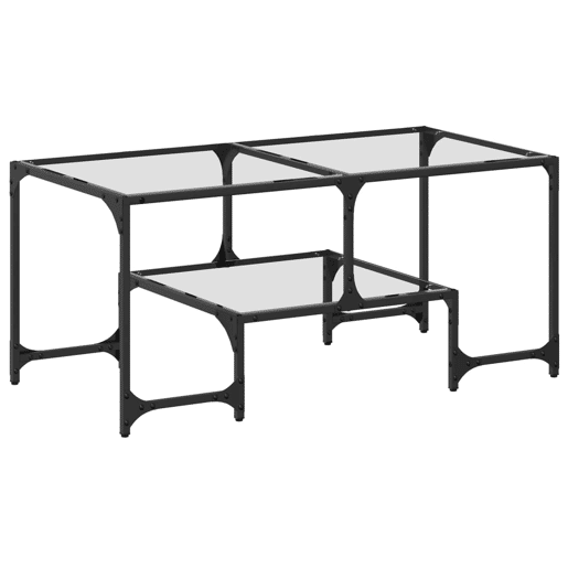 Mesa de Centro, Mesa baixa c topo em vidro transparente 98,5x50x45 cm aço