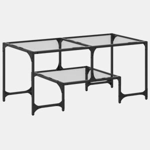 Mesa de Centro, Mesa baixa c topo em vidro transparente 98,5x50x45 cm aço