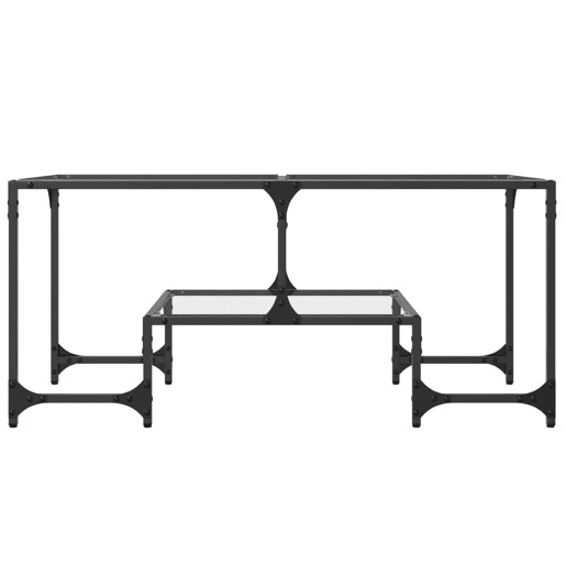 Mesa de Centro, Mesa baixa c topo em vidro transparente 98,5x50x45 cm aço