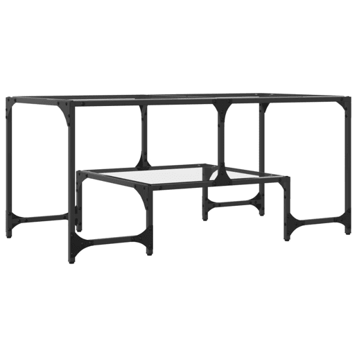 Mesa de Centro, Mesa baixa c topo em vidro transparente 98,5x50x45 cm aço