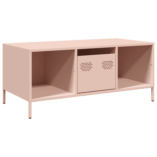 Mesa de Centro, Mesa baixa, 101,5x50x43,5 cm aço laminado a frio rosa
