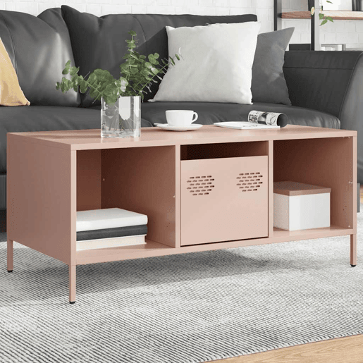 Mesa de Centro, Mesa baixa, 101,5x50x43,5 cm aço laminado a frio rosa