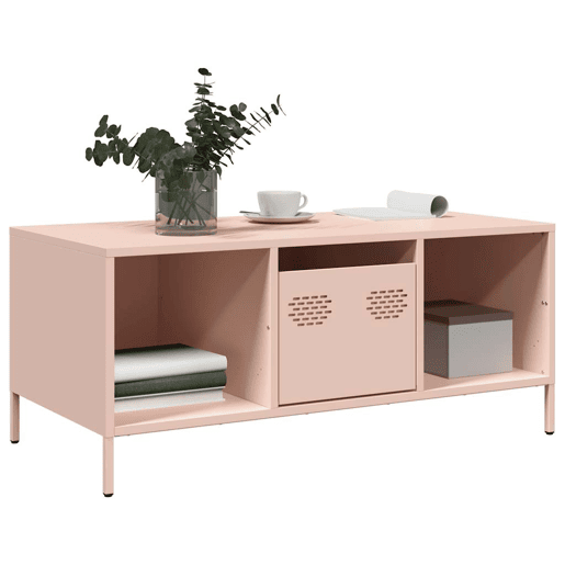 Mesa de Centro, Mesa baixa, 101,5x50x43,5 cm aço laminado a frio rosa