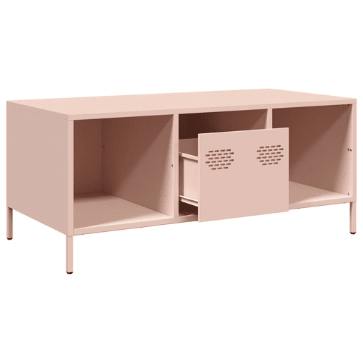 Mesa de Centro, Mesa baixa, 101,5x50x43,5 cm aço laminado a frio rosa