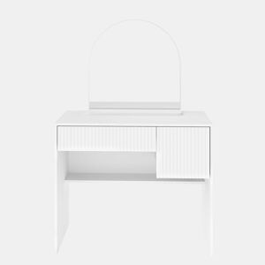Penteadeira 135 x 90 x 40 cm - com espelho, gavetas e prateleiras abertas, design moderno - branco
