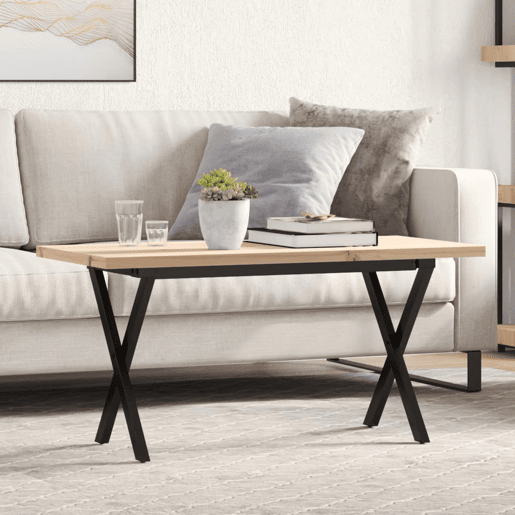 Mesa de Centro, Mesa baixa, estrutura em X 100x50x45,5cm pinhoaço