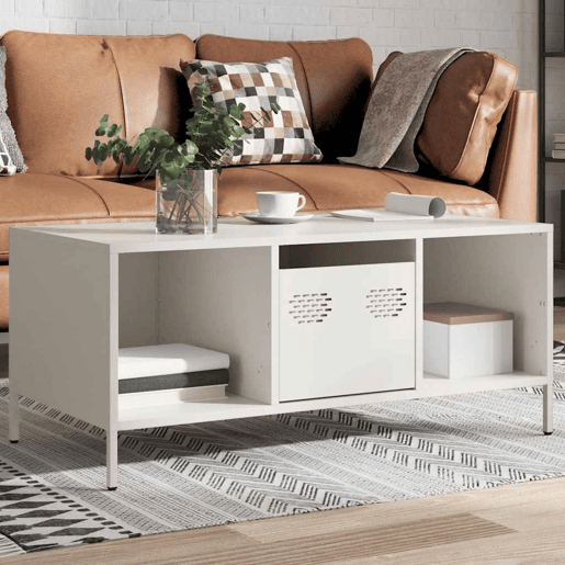 Mesa de Centro, Mesa baixa, 101,5x50x43,5 cm aço laminado a frio branco
