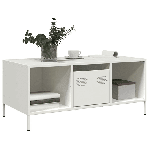 Mesa de Centro, Mesa baixa, 101,5x50x43,5 cm aço laminado a frio branco