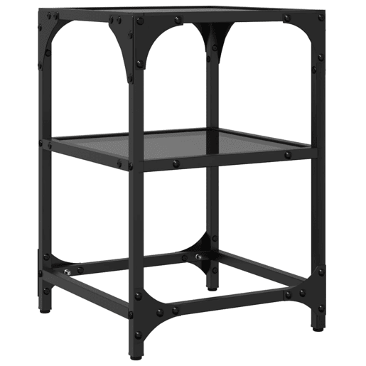 2pcs Mesas de centro, Mesas baixas c tampo em vidro preto 30x30x45 cm aço 2pcs Mesas de centro, Mesas baixas c tampo em vidro preto 30x30x45 cm aço