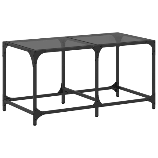 Mesa de Centro, Mesa baixa com topo em vidro preto 78,5x40x40 cm aço Mesa de Centro, Mesa baixa com topo em vidro preto 78,5x40x40 cm aço