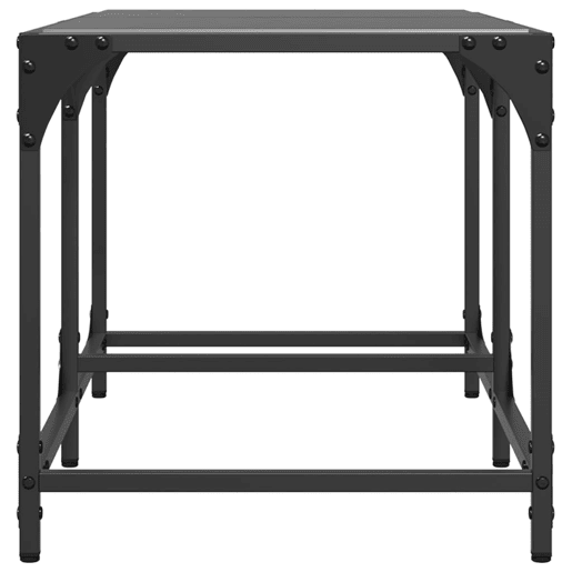 Mesa de Centro, Mesa baixa com topo em vidro preto 78,5x40x40 cm aço Mesa de Centro, Mesa baixa com topo em vidro preto 78,5x40x40 cm aço