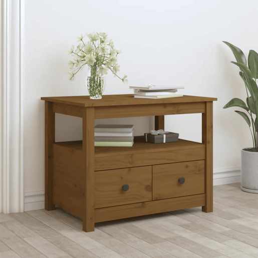 Mesa de Centro, Mesa baixa, 71x49x55 cm pinho maciço castanho mel