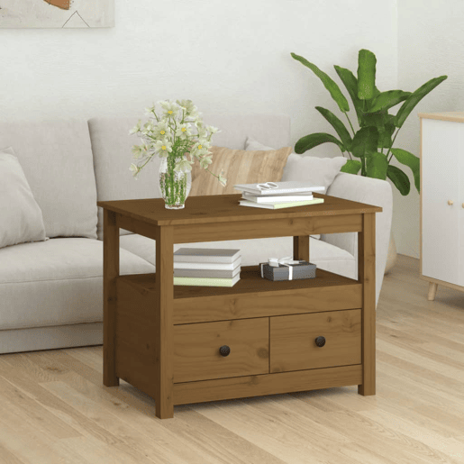 Mesa de Centro, Mesa baixa, 71x49x55 cm pinho maciço castanho mel