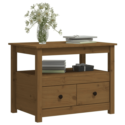 Mesa de Centro, Mesa baixa, 71x49x55 cm pinho maciço castanho mel
