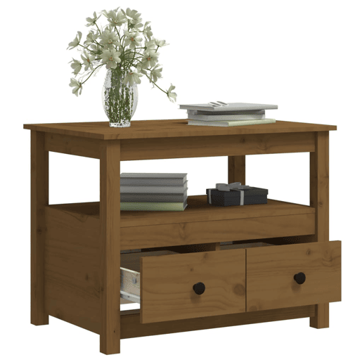 Mesa de Centro, Mesa baixa, 71x49x55 cm pinho maciço castanho mel